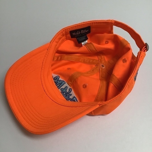 Salt Life Neon Orange YOUTH Hat Cap Aqua Embroidery Adjustable Slide Strap Beach - Picture 7 of 14